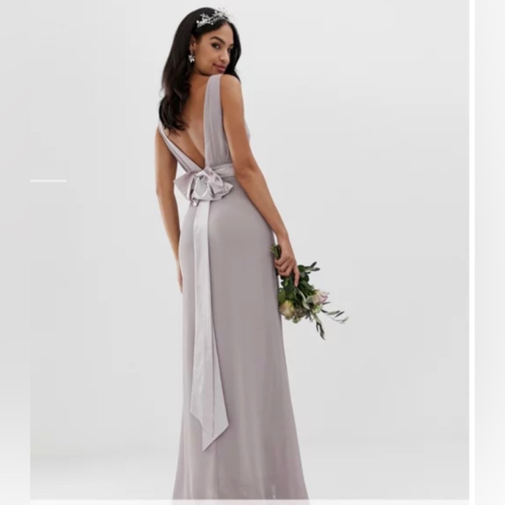 TFNC Bridesmaid Dress - Sateen Bow Back Maxi